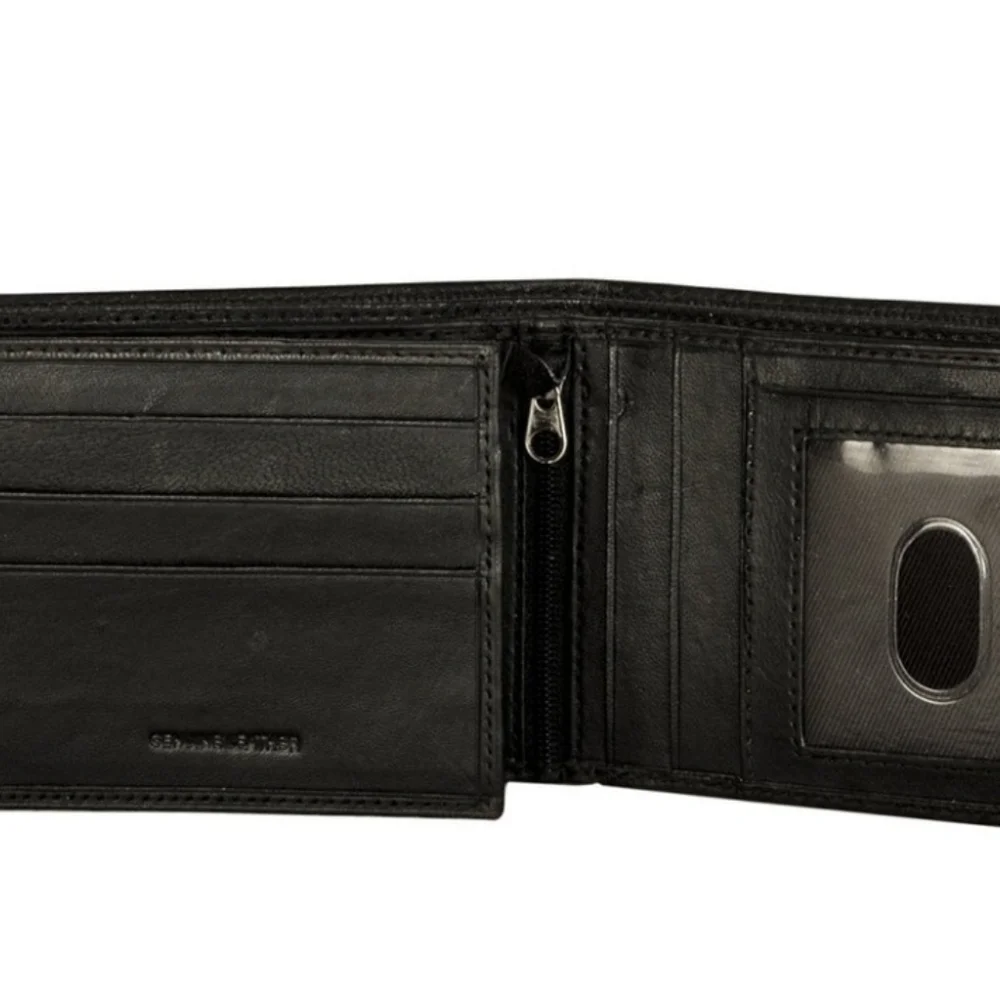 Sakkas Men's Bi-Fold Leather Wallet with 2 Size ID Card Slots
